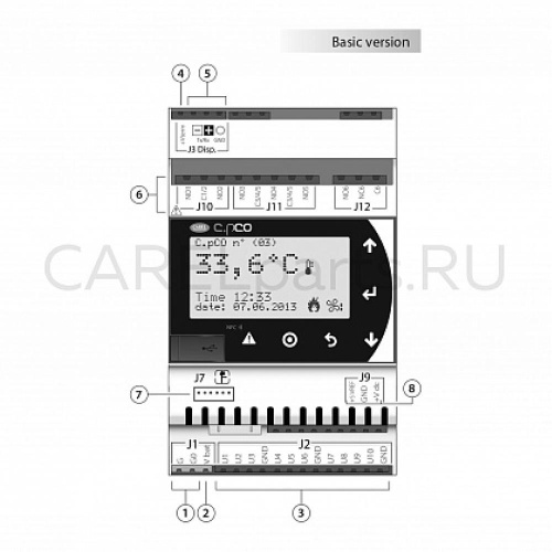 PR+D0N0UB00EF0 Контроллер CAREL c.pCO mini DIN типоразмер Basic (Россия)